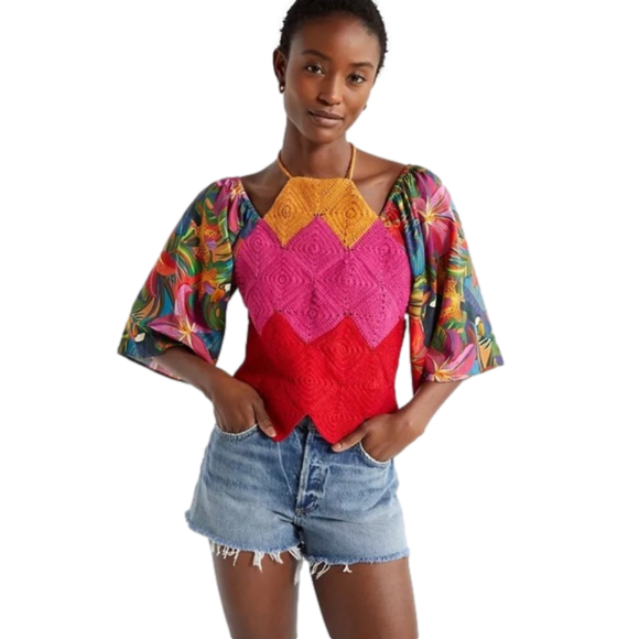 FARM Rio Tops - Farm Rio Halter Crochet Top Size XS Farm Rio for Anthropologie